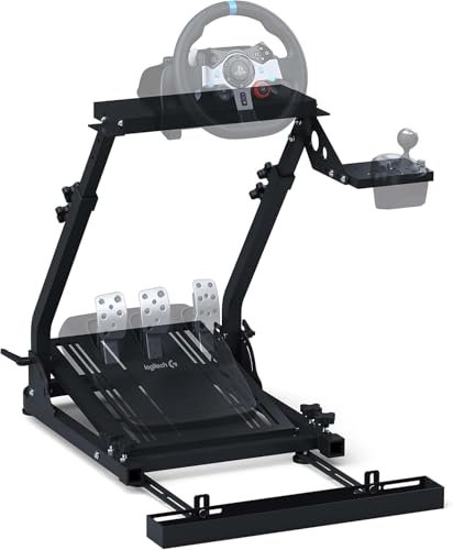 GT OMEGA Classic Wheel Stand – Support Volant Pliable d’Entrée de Gamme, Pré-équipé d’un Support Levier et Chair Link Inclus, Réglable et Prêt à Évoluer