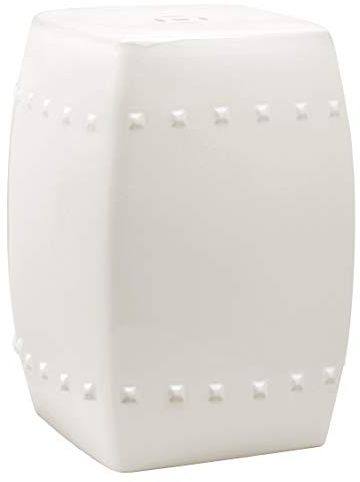 Safavieh Villa Glazed Ceramic Decorative Garden Stool, Cream