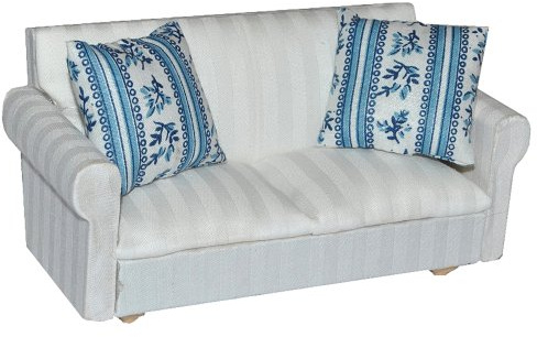 alles-meine.de GmbH Miniatur Sofa/Couch mit 2 Kissen - für Puppenstube Maßstab 1:12 - Puppenhaus Puppenhausmöbel/Sessel Wohnzimmer Klein - erste Wohnung