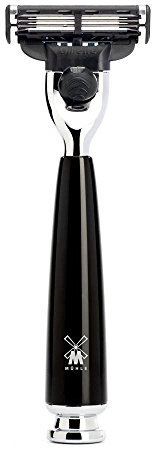 MÜHLE Nassrasierer - Rytmo Serie - kompatibel mit Gillette-Klingen - Edelharz schwarz