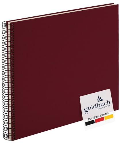 Goldbuch Álbum de Fotos en Espiral Bella Vista 25374 - 35 x 30 cm, 40 Páginas Blancas, Álbum de Recuerdos de Lino para Pegar Fotos, Color Burdeos