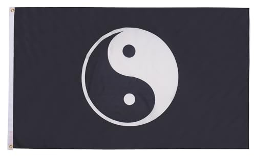 AZ FLAG Drapeau Yin et Yang 150x90 cm Polyester 100D 2 Œillets | Usage intérieur et extérieur Drapeau décoratif du yin et yang coutures doubles et bords renforcés avec œillets métalliques