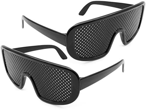 Ganzoo Raster-Brille/Loch-Brille für Augen-Training und Entspannung im 2er Set, Gitter-Brille mit faltbaren Bügeln, Form D, Farbe: schwarz