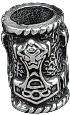 Bartperle Haarperle 925 Silber Thorshammer 5mm Innendurchmesser