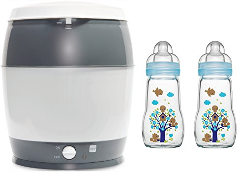 MAM primamma Set - 2 x MAM Glasflasche 260ml MAM Steriliser + Geschenk für Jungen
