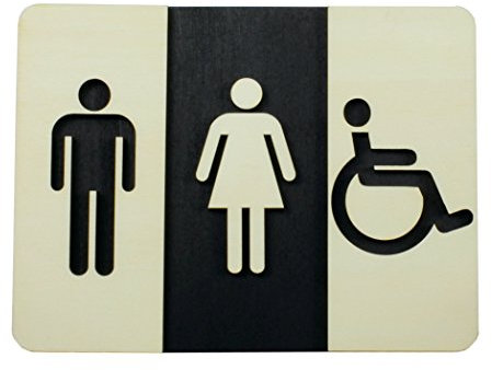 WC Schild Holz Toilettenschild Toilette Türschild Damen Herren Piktogramm (20x15cm)
