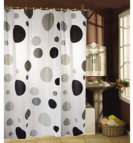 MSV Anti-Schimmel Duschvorhang - Anti-Bakteriell, waschbar, wasserdicht, mit 12 Duschvorhangringen - Polyester, „ Kreise “ 180x200cm PVA