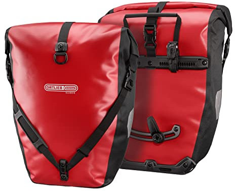 Ortlieb Erwachsene Gepäckträgertasche Back-Roller Classic QL2.1 Paar, Rot/Schwarz, 42 x 32 x 17 cm, 40 Liter, F5302