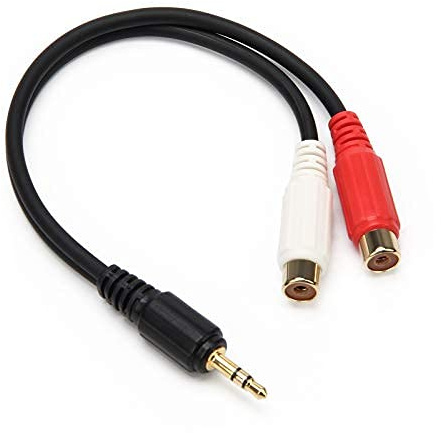 AHIER 3.5mm Gold 1/8 Stereo Mini Jack Male to 2 Female RCA Adapter Audio (20cm)