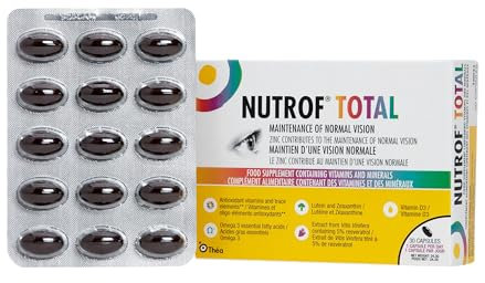 Nutrof Total Capsules – Eye Health Supplement with Lutein, Zeaxanthin, Omega 3, and Antioxidants | Essential Nutrients for Optimal Eye Health | Pack of 30 Capsules (1 Capsule per Day - 1-Month Supply)