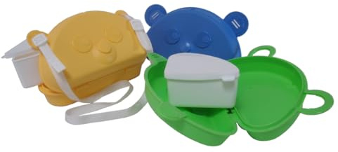 ostprodukte-versand Sonja PLASTIC Brottasche für Kinder mit Obstfach — Ost-Kult-Brotdose mit separatem Obstfach — robuster Kunststoff — inkl. Kochbüchlein & Geschenkkarte