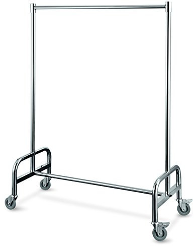 Garderobenwagen aus CNS - 4 schwenkbare Rollen Ø 10 cm, davon 2 mit Feststeller, Rohrrahmen Ø 3,8 cm