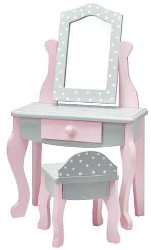 Olivias World 18 Zoll Babypuppen-Möbel Holz Schminktisch Hocker TD-0207AG