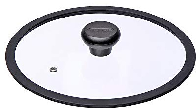 Moneta Etnea Couvercle en Verre Trempé avec Rebord en Silicone, Résistant aux Hautes Températures, Revêtement Effet Pierre, Compatible Lave-Vaisselle, 24 cm