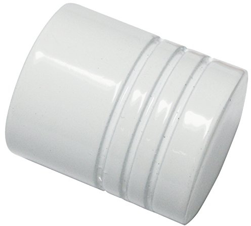 Gardinia Endknöpfe für Gardinenstangen, 2 x Endstück Zylinder, Serie Chicago, Metall, Weiß, Durchmesser 20 mm, 11280, ø 20 mm