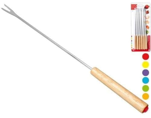 Home Tenedores de Fondue, Pack de 6 Unidades, Acero Inoxidable, Madera