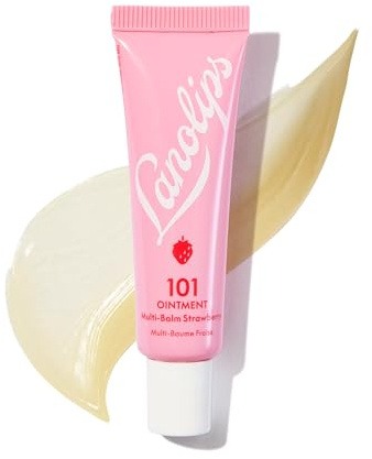 Lanolips 101 Ointment - Lanolin Lip Balm for Smooth, Hydrated & Healthy Lips - Multipurpose Lip Ointment with Lanolin Oil for Dry Lips, Cuticles & More - Strawberry (0.52 oz)