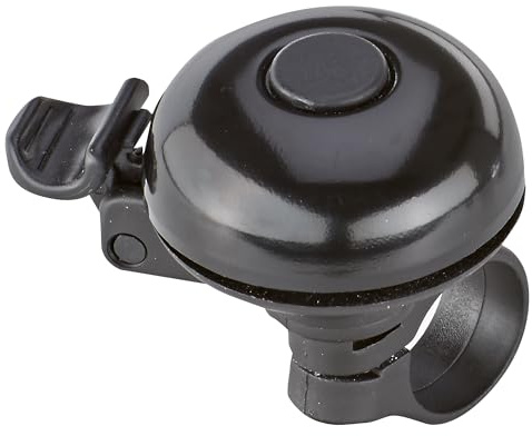 Prophete Fahrradklingel schwarz aus Aluminium mit hellem Ping universell passend für alle Lenker Ø 45 mm Höhe 25 mm