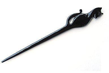 Marycrafts Katze Haarnadel Haarstab Haar Stöcke Haarschmuck aus Büffelhorn