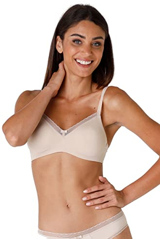 Lovable Reggiseno Senza Ferretto, Coppe Non Imbottite Senza Cuciture in Microfibra, Sostegno, Forma Seno Naturale, Art. 027O, My Daily Comfort Donna, Skin, 36 / 4C