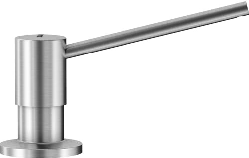 BLANCO TORRE Spülmittelspender aus massiv Edelstahl | Passend zu allen BLANCO-Küchenarmaturen | Bequem von oben zu befüllen | Spüli | Seifenspender | 35 mm Lochbohrung | Inhalt 300 ml | Ø 4,8 cm | Ø 4,8 cm | Inhalt 300 ml | 35 mm Lochbohrung | Bequem von oben zu befüllen | Spüli | Seifenspender