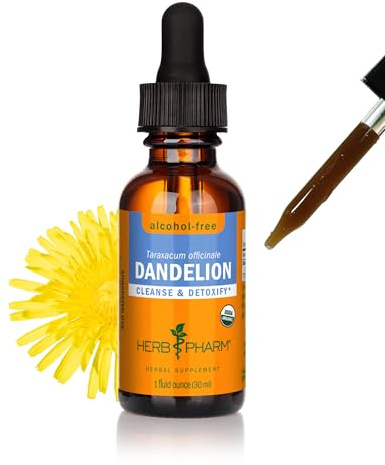 Herb Pharm Dandelion Alcohol Free Extract: Organic Dandelion Supplement, Glycerite, Fast-Absorbing, Cleansing & Detoxification Process Support, Vegan, Non-GMO, 1 oz*