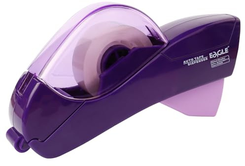 Eagle Automatic Tape Dispenser, Tape Gun, Single Handheld Design, Free 1 Roll of 0.5 Inch (12 mm) and 1 Roll of 0.75 Inch (19 mm) Tapes (Purple)
