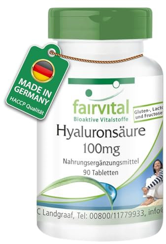 Fairvital | Ácido Hialurónico 100mg - VEGANO - 90 Comprimidos - Calidad Alemana