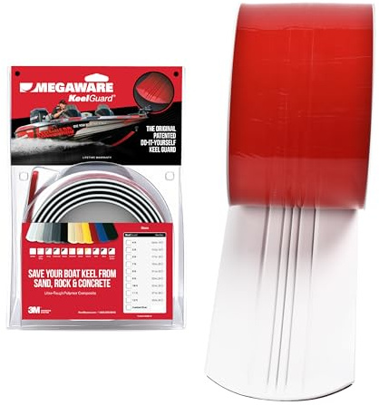 MEGAWARE KEELGUARD USA-Made, Original DIY Keel Guard, 5-Inch Wide, 4-12ft Sizes, 11 Colors, Complete Install Kit with Primer, Hull Protector, for Fiberglass and Some Aluminum Boats (White)