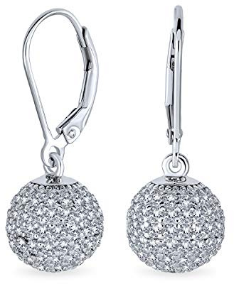 Minimalistische Geometrische Cubic Zirconia Pave CZ Disco Ball Lever Back Drop Statement Ohrringe Für Frauen Abschlussball Sterlingsilber