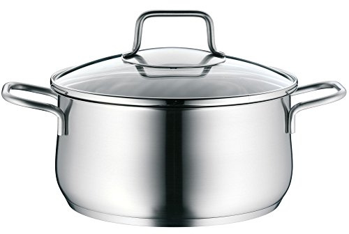 WMF Brilliant Kochtopf klein 20cm, Glasdeckel, Bratentopf Induktion 3l, Cromargan Edelstahl satiniert matt, unbeschichtet