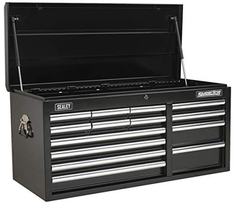 Sealey AP41149B Topchest 14 låda med kullager glider kraftig verktygsskåp – svart