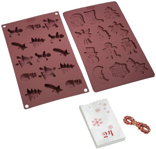 Lurch Flexiform Kekstaler Backform für runde Kekse Premium-Platin-Silikon 17,5x30cm braun