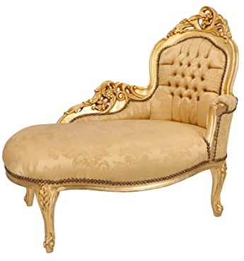 Way Home Store - Dormeuse poltrona paolina barocco stile francese Luigi XVI - colorazione oro foglia e tessuto dasmascato oro - dimensioni: 106x90x65 cm