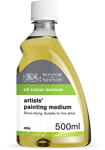 Winsor & Newton 3049734 oljemålerimedel, konstnärsmålerimedel av linolja och terpentinersättning, späder ut färgens konsistens och förbättrar flödeskapaciteten och transparensen – 500 ml flaska