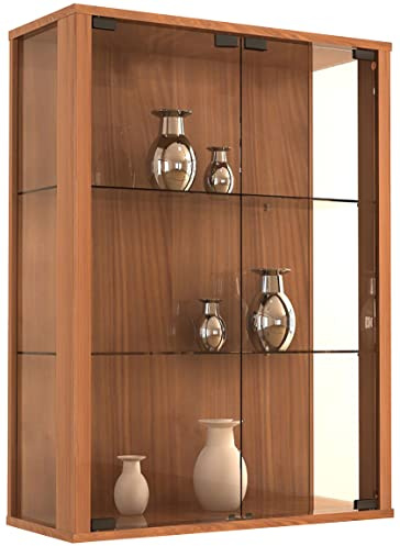 VCM Wandvitrine 60x25x80 cm 2 Türen 3 Fächer Holzwerkstoff Glas Büro | Präsentation und Aufbewahrung von Sammlerstücken - Wohnzimmer oder Büro - für Sammler und Liebhaber - Holzwerkstoff, Glas