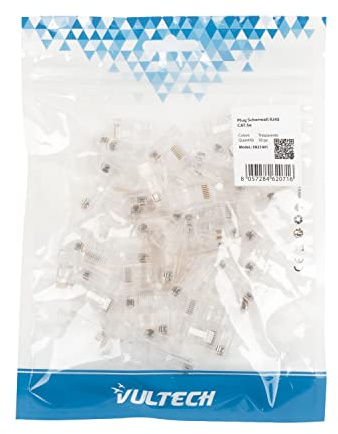 Vultech SN21401 - Conectores RJ45 sin apantallar, 50 unidades, color blanco, 50 unidades