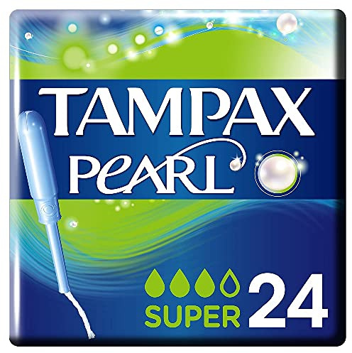 Tampax Tampones Pearl Super Con Aplicador Suave, Pack de 24, 3 en 1 Protección Antifugas, Comodidad Y Fácil Inserción