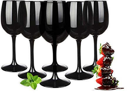 Juego de copas de vino de 300 ml, 6 unidades, color negro