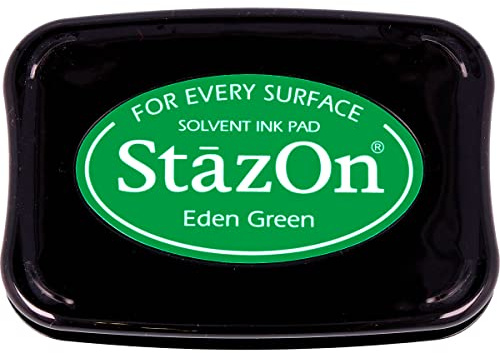 Tsukineko StazOn Stempelkissen - Grün, Eden Green - Groß - Deckend, Lufttrocknend, Wasserfest - Embossing