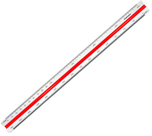 Graphoplex Kutch Righello 30 cm Riduzione Triangolare - Scale da 1/20 a 1/100 - Strumento di Precisione per Architettura e Disegno Tecnico - Materiale Rigido Multifunzione - Lettura Facile