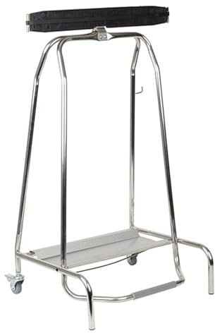 APS Tret-Beutelhalter, handkontaktloser Mülleimer mit Trittmechanismus, Trittmülleimer mit 2 Lenkrollen, geeignet für Müllbeutel bis 120 Liter, BxTxH: 59 x 43 x 96 cm, Edelstahl