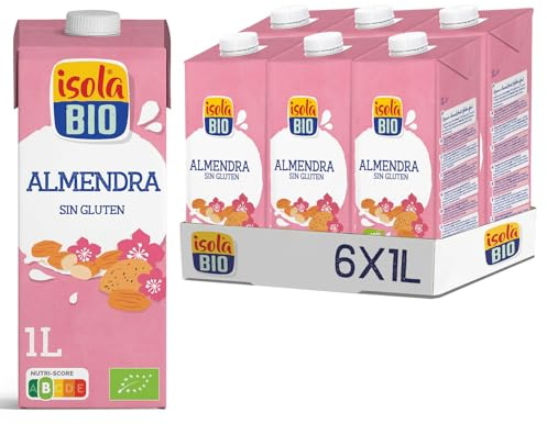 ISOLA BIO Bevanda di Mandorla Biologica 6x1L | Bevanda vegetale, senza glutine, fonte di vitamina E, basso contenuto di grassi, 100% naturale, bio, vegan, mandorle italiane