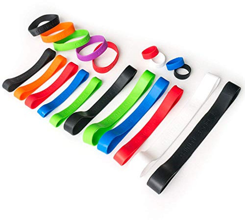 GRIFITI Band Joes 2, 4, 6, 9, 12 Inch Assorted Bands Standard 20 Pack Game Boards, Books, Cameras, Cooking, Wrapping, Exercise, Dungies, Elastic Silicone Rubber Strong Big Colorful Rubberbands Long