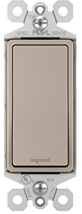 Legrand radiant TM873NICC10 15 Amp Rocker Wall Switch, 3-Way Decorator Light Switches, Nickel (1 Count)