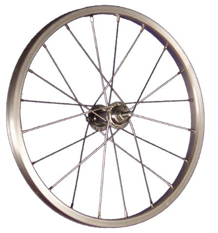 Laufrad 18 Zoll Vorderrad für Kinderrad Anhänger Fahrrad Aluminiumfelge Silber