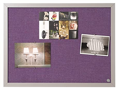 Bi-Office Pinnwand Lavender, Notiztafel mit Violett Textiloberfläche, Perlenfarben MDF Rahmen, 22 mm dicker, 60 x 45 cm