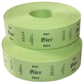 TAMLED Bonrolle BIER 2x 1000 Abrisse perforiert fortlaufend nummeriert