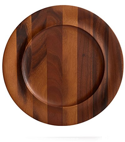 nambe Skye Wood Charger Plate for Dinner | Round, Acacia Wood, Charger for Place Setting, Party, Wedding | Versatile Tableware for Dishes, Snack, Dessert, Salad, Fruit (13-inch)