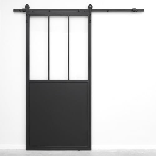 SEART Loft Glasschiebetür Arezzo (90x210cm, Transparent), Loft Schiebetür 90x210 cm